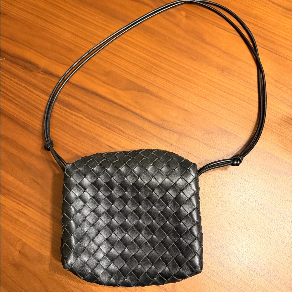 Bottega Veneta Black Woven Crossbody Bag